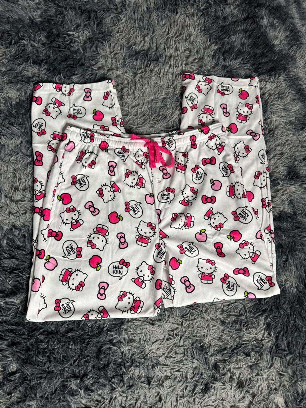 Hello Kitty Girls' White and Pink Pajama Set - Cozy Cotton Kids Sleepwear